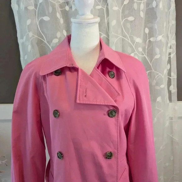 Bromley Sport Pink Double Breasted Trench Coat, Size M - Picture 2 of 8